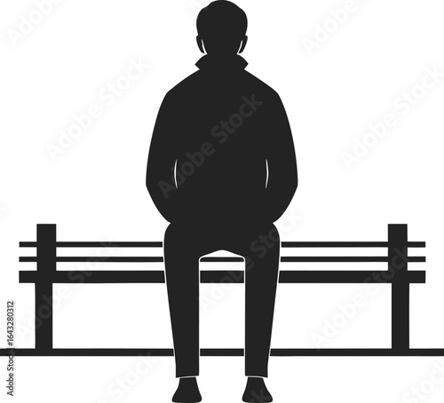 Black silhouette of a person sitting on a park bench vector