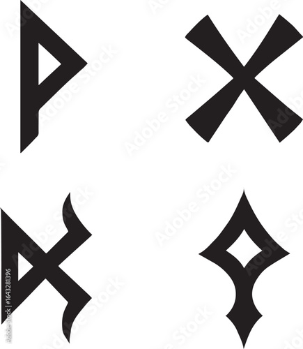 Black ancient symbols geometric shapes vector