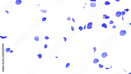 青いバラの花びらの乱舞：背景透過