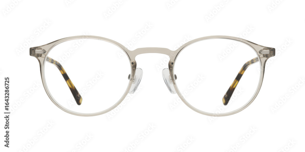 Stylish clear frame round eyeglasses isolated on transparent background Stylish clear frame round eyeglasses isolated on transparent background