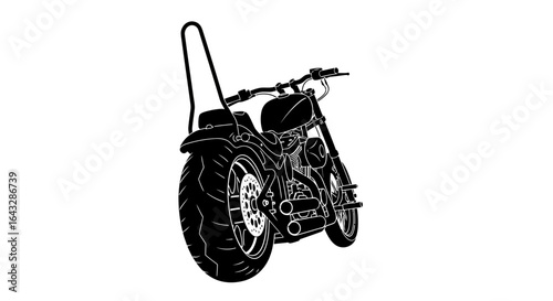 Black and White Silhouette of a Chopper Motorcycle 1.