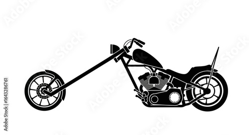Black and White Silhouette of a Chopper Motorcycle.