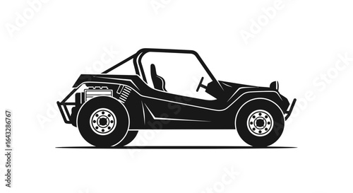 Black and White Silhouette of a Dune Buggy.