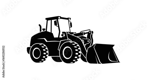 Black and White Silhouette of a Wheel Loader.