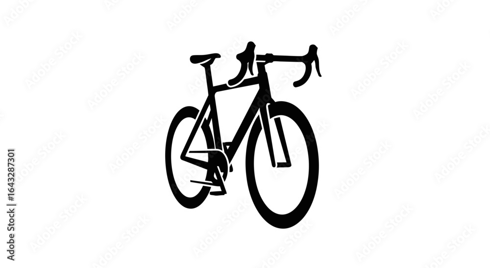 Fototapeta premium Black Silhouette of a Road Racing Bicycle.