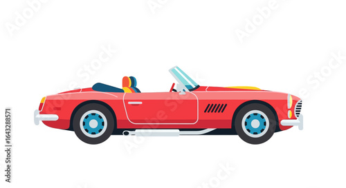 Classic Red Convertible Sports Car Side View Illustration.