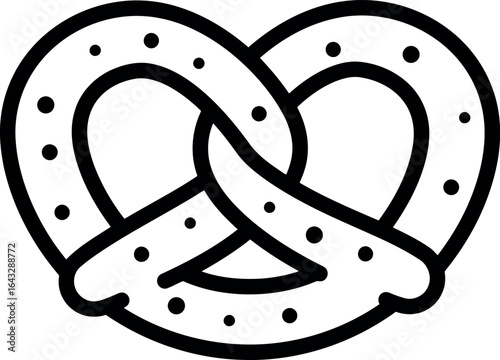 Hand drawn pretzel icon bakery snack food art
