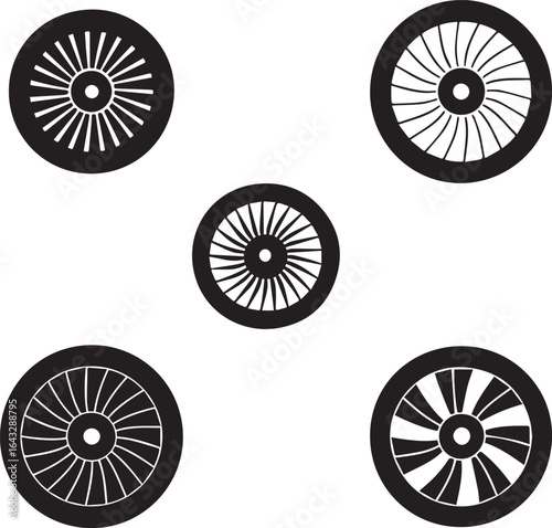 Black spoked wheels circle