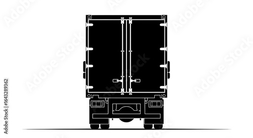 Rear View Silhouette of a Large Cargo Truck Trailer 1.