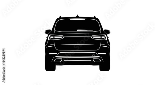 Rear View Silhouette of a Modern SUV Vehicle.