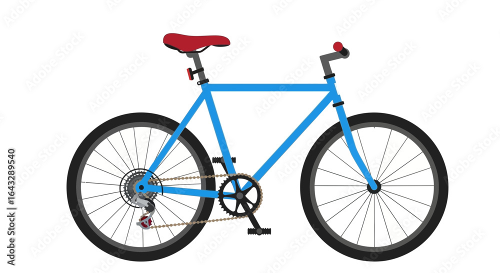 Fototapeta premium Stylish Light Blue SingleSpeed Bicycle with Red Saddle.