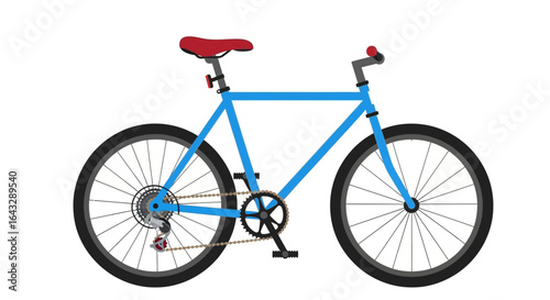 Stylish Light Blue SingleSpeed Bicycle with Red Saddle.