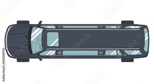 TopDown View of a Dark Gray Limousine.