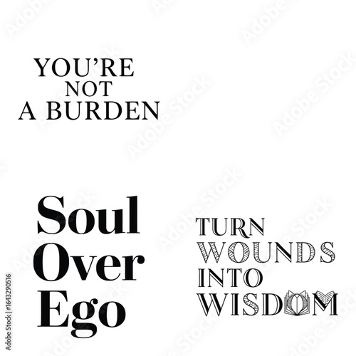 Art of set of four powerful and thoughtprovoking quotes and phrases isolated on white background