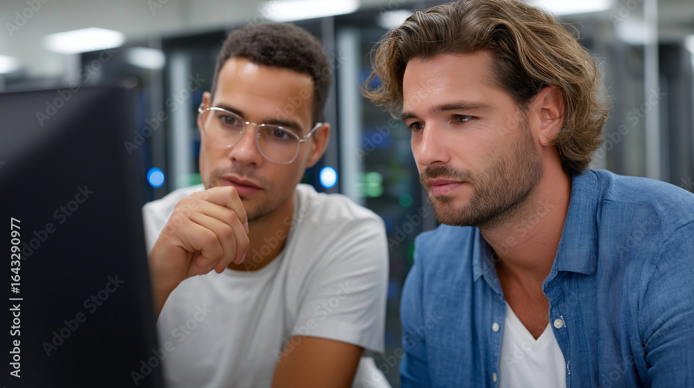 Fototapeta premium Professional Programmers Discuss Blockchain Network Architecture
