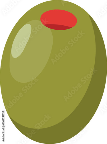 Green olive with red pimento isolated