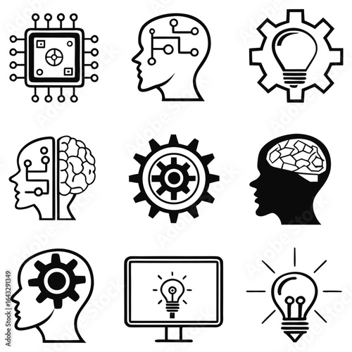 ChatGPT said:
Artificial intelligence and technology icons, AI brain and chip vectors, machine learning symbols, neural network graphics, futuristic tech ideas