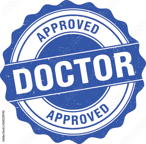 Doctor approved stamp blue medical seal
