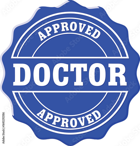 Doctor approved seal stamp blue medical certification