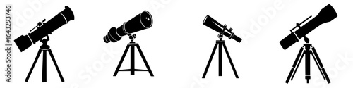 Different types of telescopes arranged in a row showcasing their designs and functionalities for astronomy enthusiasts