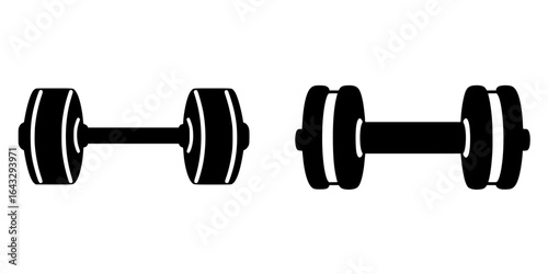 Different styles of dumbbells on a plain background suitable for fitness and gym applications