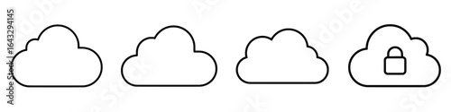 Modern illustration featuring a cloud protection icon for web services and data management with upload and download arrows symbolizing document synchronization in a digital network