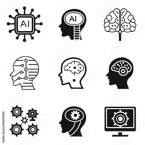 ChatGPT said:
Artificial intelligence and technology icons, AI brain and chip vectors, machine learning symbols, neural network graphics, futuristic tech ideas