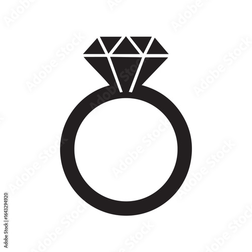 Classic diamond engagement ring silhouette symbolizing love and commitment