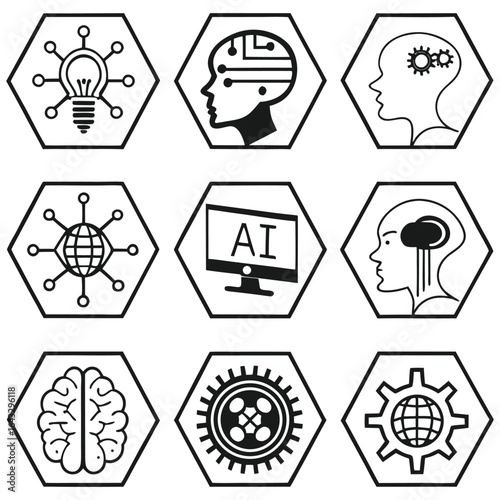 ChatGPT said:
Artificial intelligence and technology icons, AI brain and chip vectors, machine learning symbols, neural network graphics, futuristic tech ideas