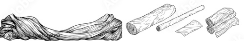 Paper and foil are combined in this set, which includes crumpled white paper, transparent plastic tape with realistic textures of silver foil, modern 3D shiny metal, wet paper, and silky fabric