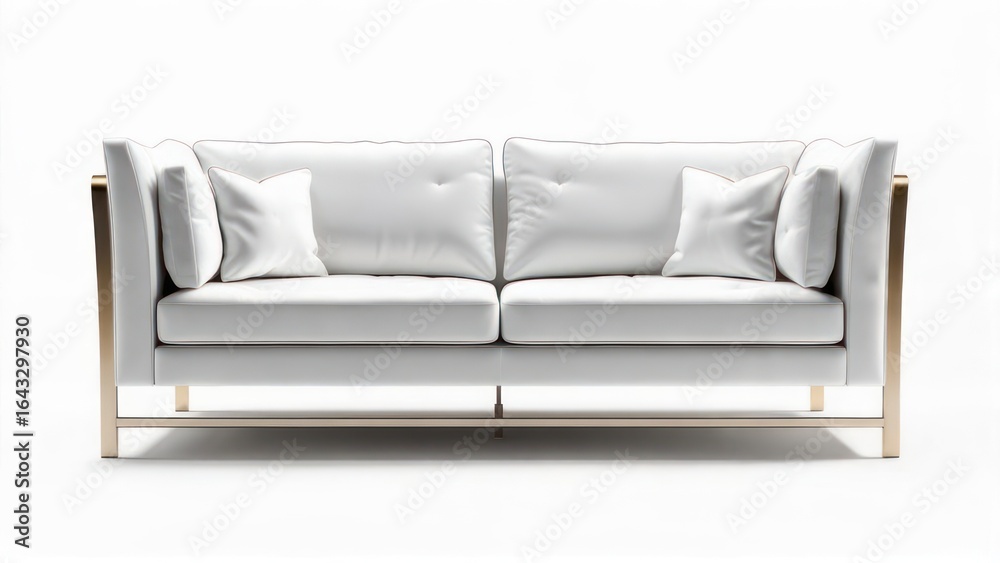 Fototapeta premium Modern white sofa with gold frame