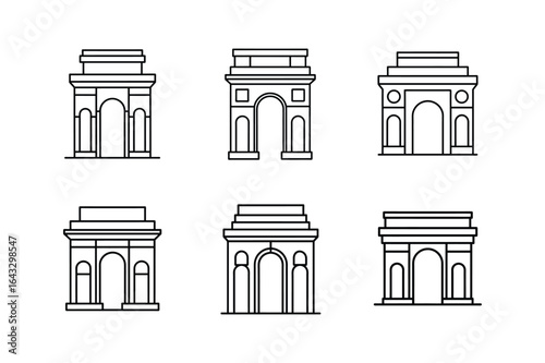 arc de triomphe icon line art vector illustration
