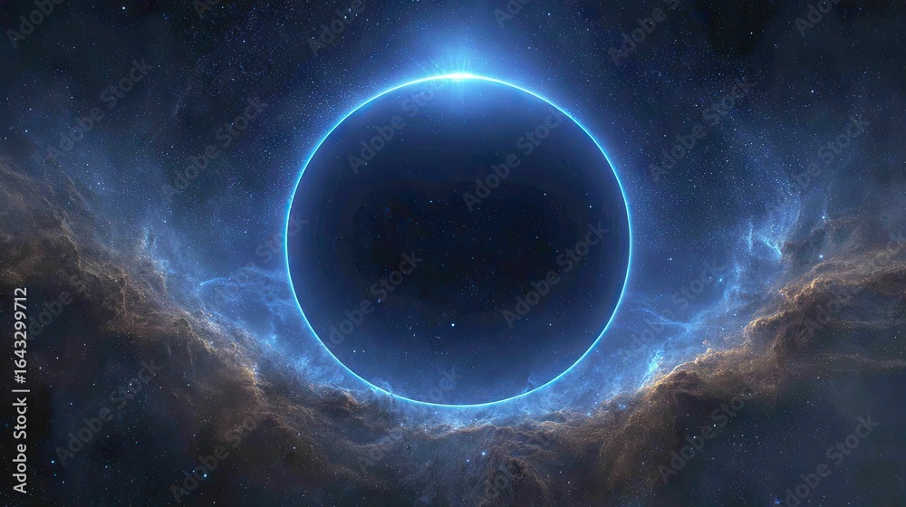 Obraz premium A cosmic ringed eclipse in the vastness of space.