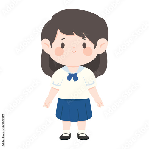 Illustration of a Schoolgirl in Uniform