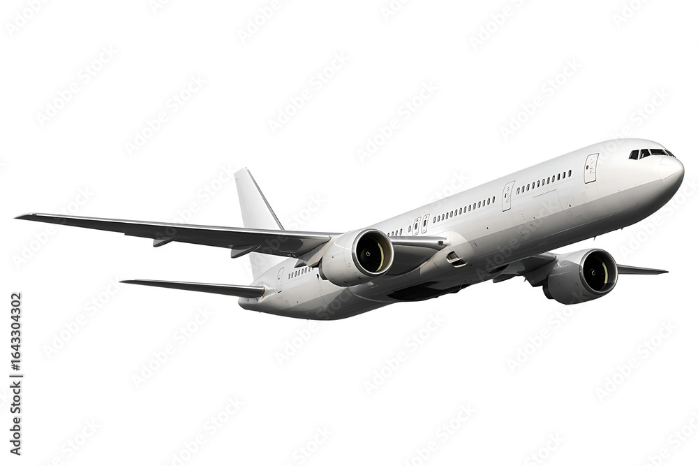 Fototapeta premium Airplane soaring through the skies, ready for your travel and transportation needs with a modern and sleek design ready to fly