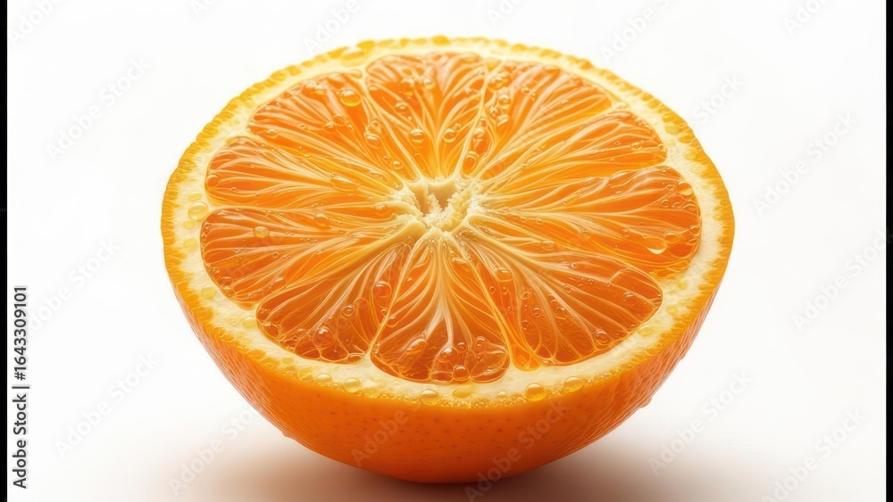 Fototapeta premium Juicy orange slice close-up