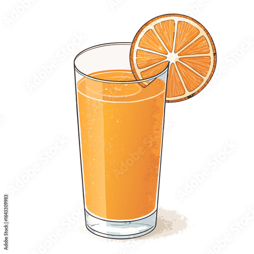 Freshly Squeezed Orange Juice in a Glass Tumbler: Healthy Beverage Illustration