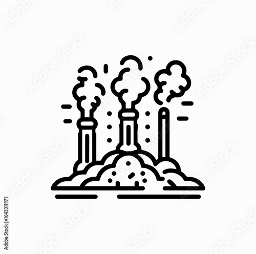 Geothermal Energy Icon – Underground Pipes with Steam Outline Vector