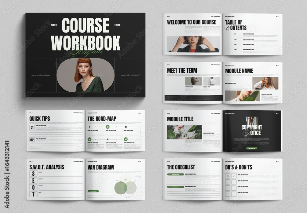 Course Workbook Template Landscape Stock Template | Adobe Stock