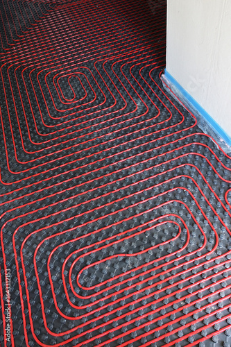 Cuadro en lienzo Tubes of radiant underfloor heating installation