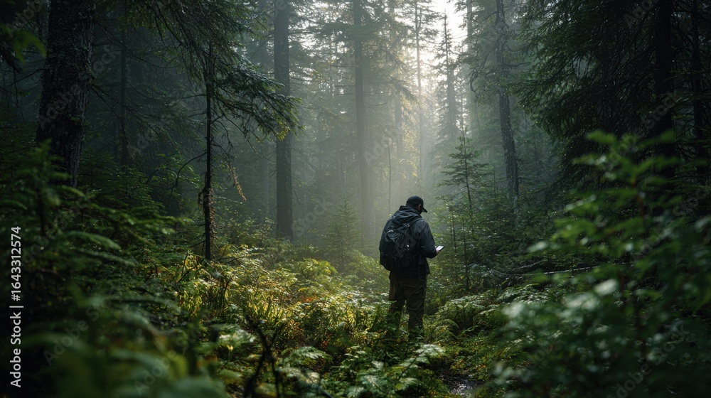 Fototapeta premium Exploring a serene forest: a journey into nature's tranquil wilderness