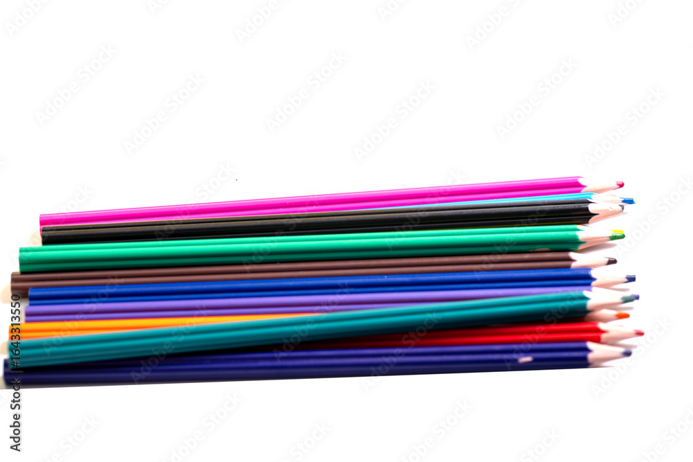 Color pencils on a white background, Color pencils on a white background,