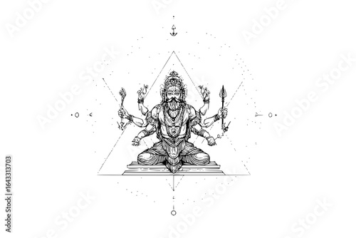Ganesha Sitting in Triangle Geometric Art
