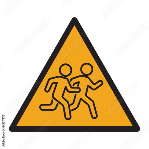 Running People Triangle Warning Sign