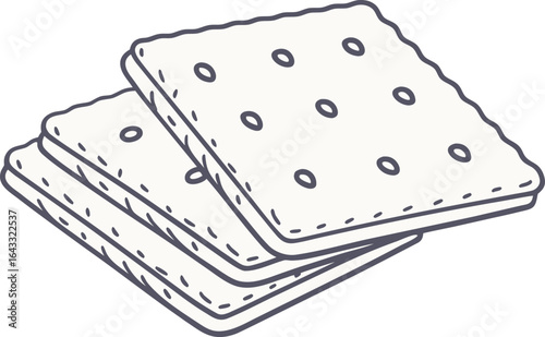 Crispy Cracker Snack Illustration for Food Packaging and Advertising. Golden Baked Crackers with Realistic Texture for Culinary Projects. Delicious Crunchy Crackers Ideal for Menu and Recipe Designs
