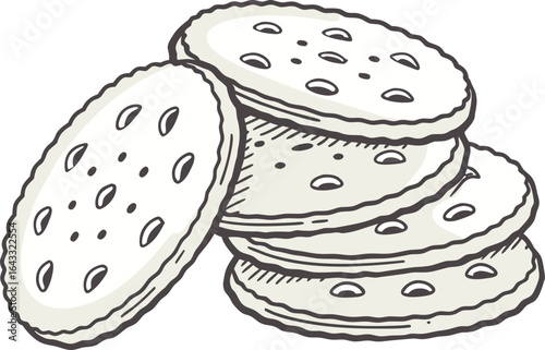 Crispy Cracker Snack Illustration for Food Packaging and Advertising. Golden Baked Crackers with Realistic Texture for Culinary Projects. Delicious Crunchy Crackers Ideal for Menu and Recipe Designs