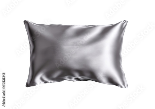 Gray silk pillow, smooth, rectangular