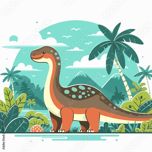 cute apatosaurus dinosaur illustration 