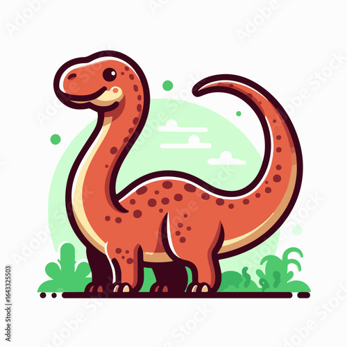 cute apatosaurus dinosaur illustration 