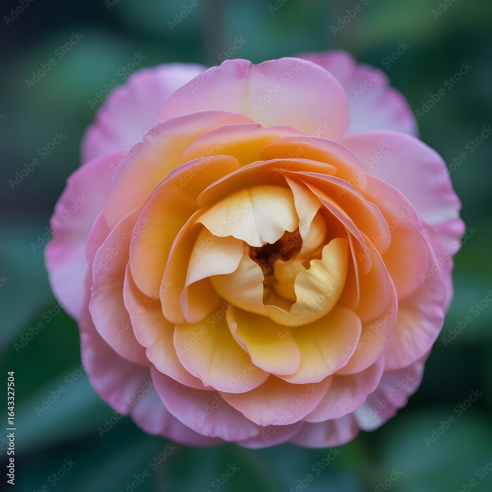 custom made wallpaper toronto digitalDelicate pink and yellow rose bloom with soft petals and blurred green background